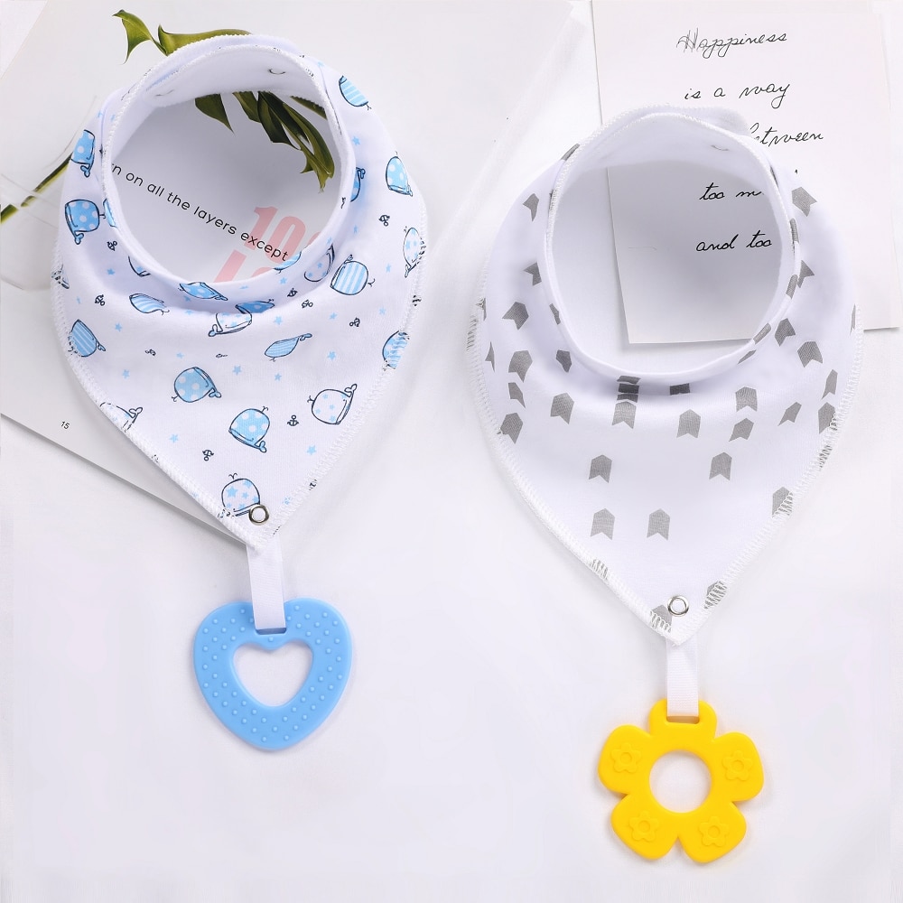 Drool Bib Bandana with Silicone Teether